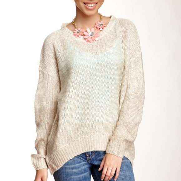 Poof Excellence Sweaters - Poof Excellence Knit Ombre Stripe Hi Lo Sweater